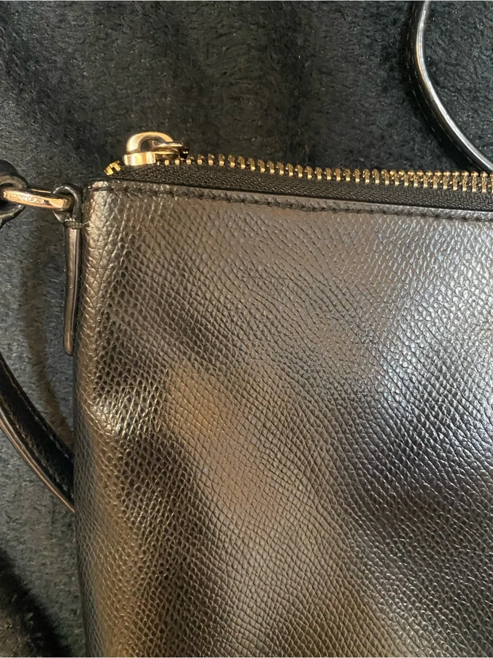 Coach Black Pebbled Leather Slim Crossbody with Gold Logo